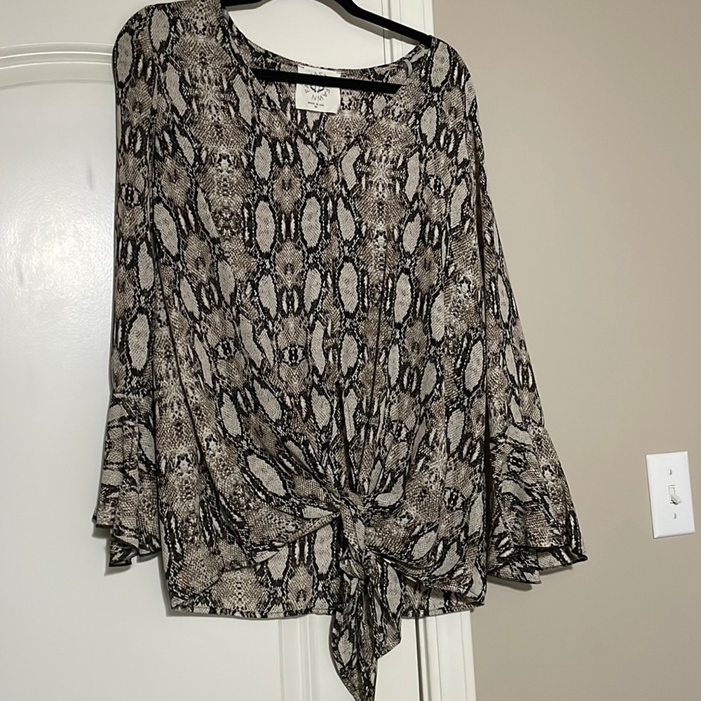 Snakeskin print long sleeve blouse